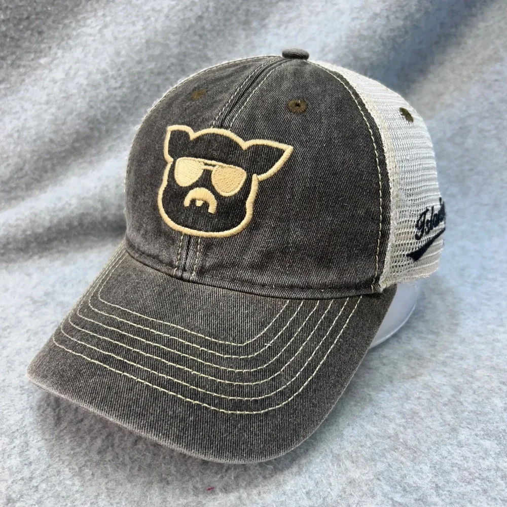 Islanders Pig with Sunglasses Mens Gray Legacy Trucker Hat Est 1980 Snapback OS